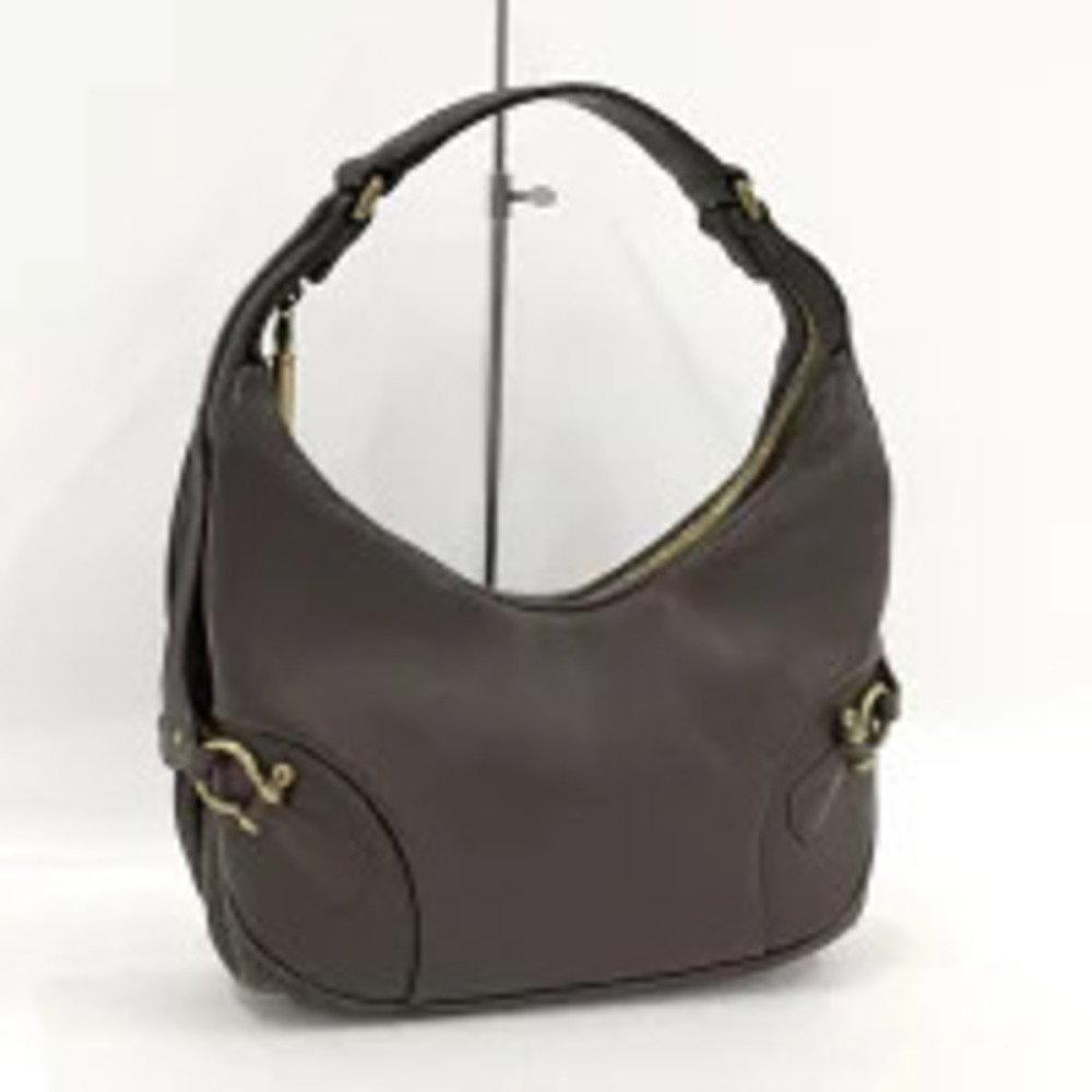 BURBERRY One Shoulder Hobo Bag Leather Brown